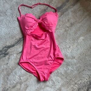 Kate Spade Vibrant Pink Scalloped Swimsuit Small NWOT